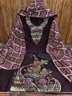 Floral Banarasi Jacquard Woven Design Unstitched Dress Material 2
