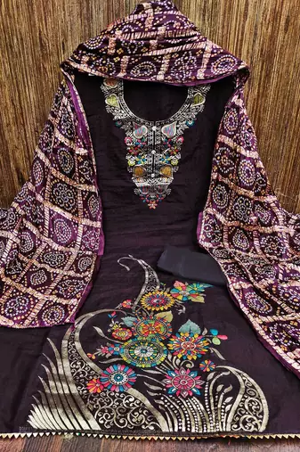 Floral Banarasi Jacquard Woven Design Unstitched Dress Material