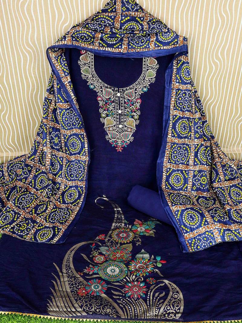 Embellished Unstitched Dress Material