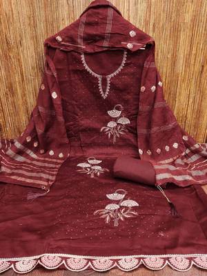 Embroidered Pure Cotton Unstitched Dress Material 2