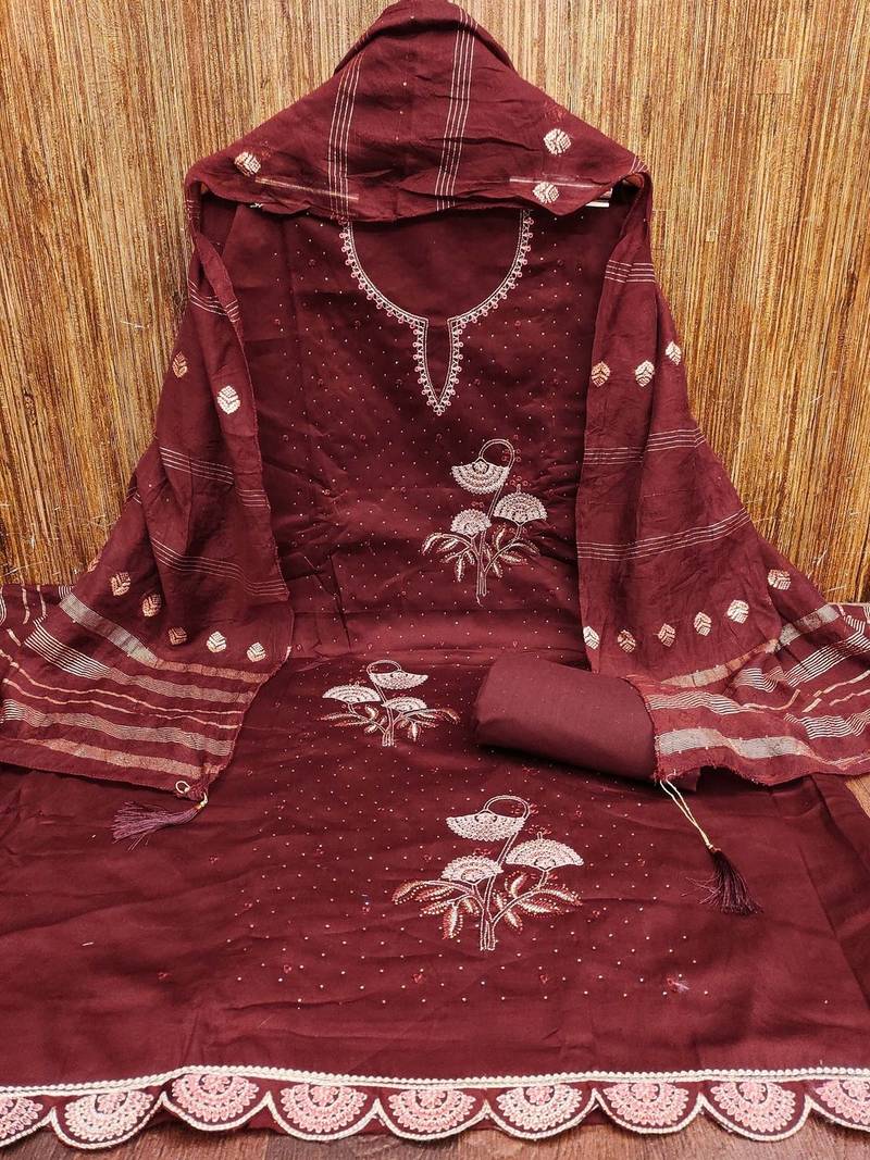 Embroidered Pure Cotton Unstitched Dress Material