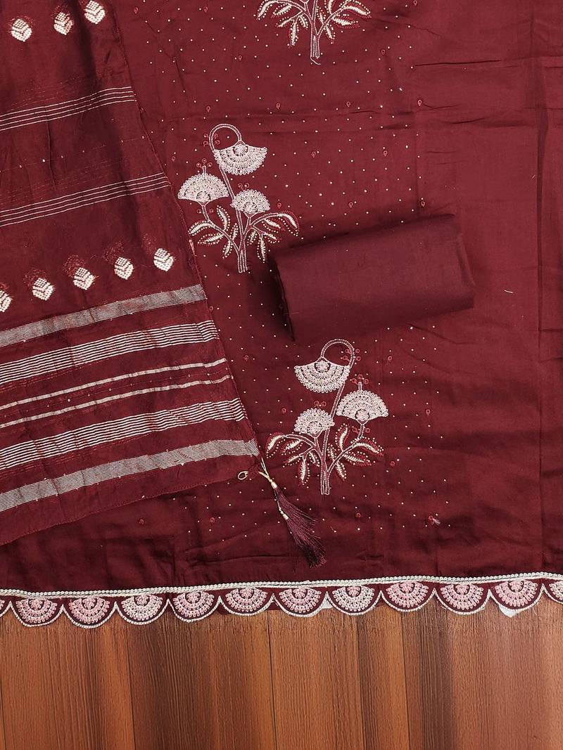 Embroidered Pure Cotton Unstitched Dress Material