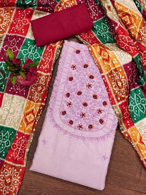 Embroidered Beaded Cotton Unstitched Dress Material 2