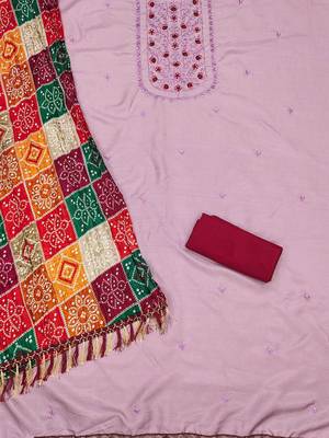 Embroidered Beaded Cotton Unstitched Dress Material 4