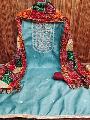 Floral Embroidered Cotton Unstitched Dress Material 2