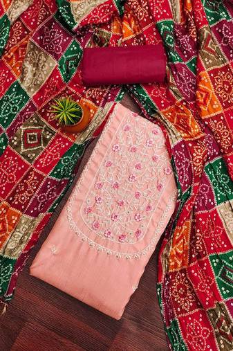 Floral Embroidered Unstitched Dress Material
