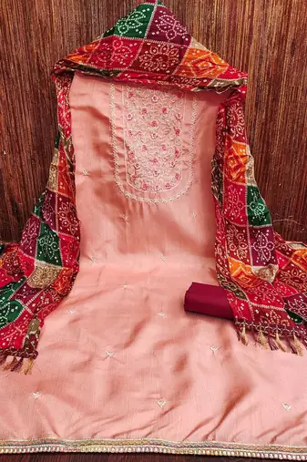 Floral Embroidered Unstitched Dress Material
