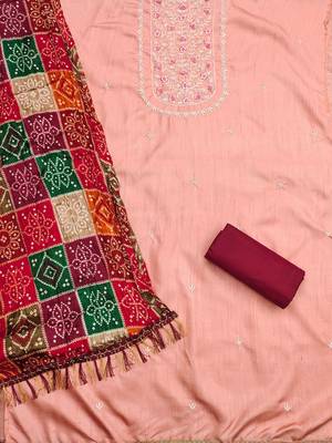 Floral Embroidered Unstitched Dress Material 3