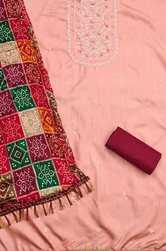 Floral Embroidered Unstitched Dress Material
