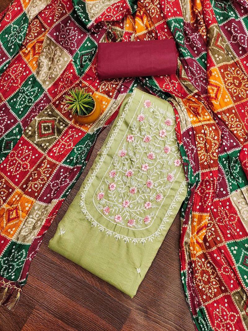 Floral Embroidered Unstitched Dress Material