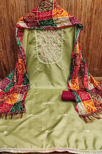 Floral Embroidered Unstitched Dress Material
