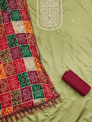 Floral Embroidered Unstitched Dress Material 3