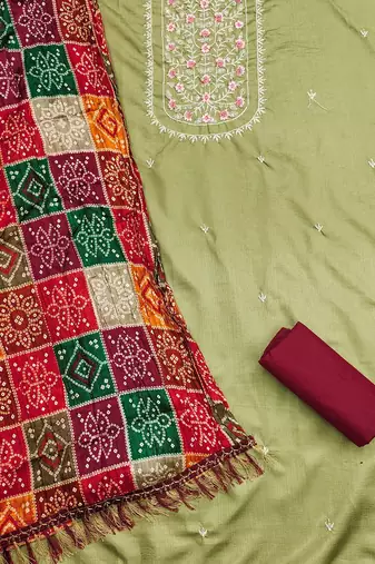 Floral Embroidered Unstitched Dress Material
