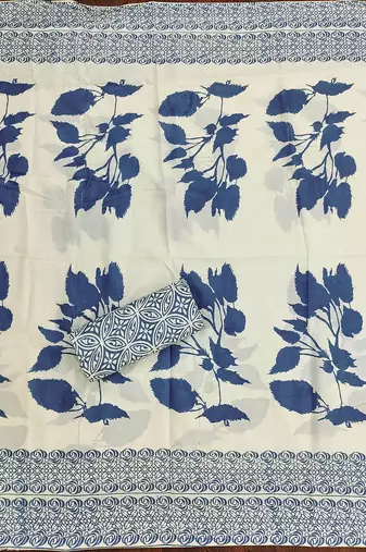 Floral Printed Beads And Stones Cotton Unstitched Dress Material