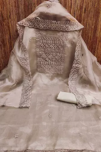 Embellished Organza Unstitched Dress Material