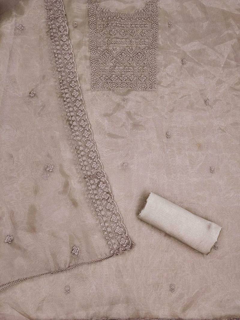 Embellished Organza Unstitched Dress Material