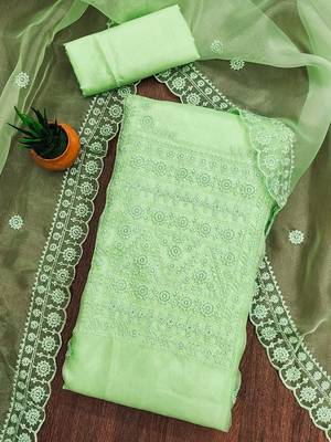 Embellished Organza Unstitched Dress Material 1