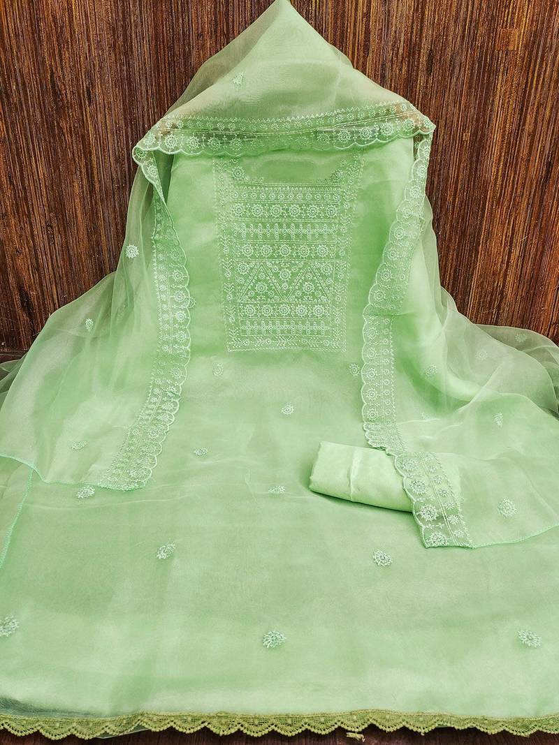 Embellished Organza Unstitched Dress Material
