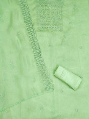 Embellished Organza Unstitched Dress Material 4