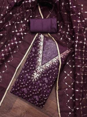 Embellished Organza Unstitched Dress Material 2