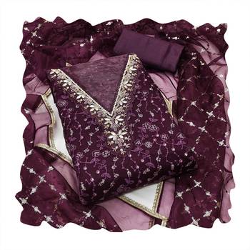 Embellished Organza Unstitched Dress Material 3