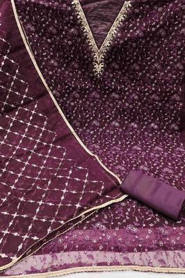 Embellished Organza Unstitched Dress Material 5