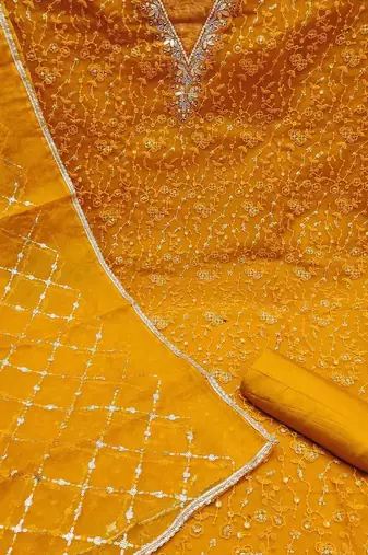 Embellished Organza Unstitched Dress Material
