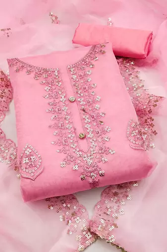 Embellished Organza Unstitched Dress Material