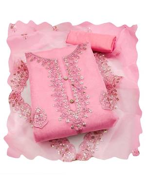 Embellished Organza Unstitched Dress Material 2