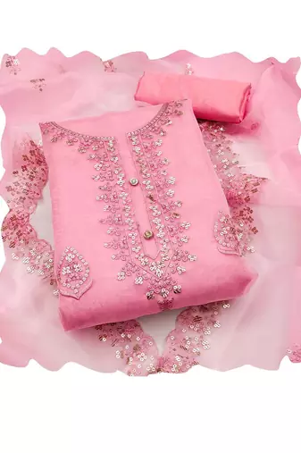 Embellished Organza Unstitched Dress Material