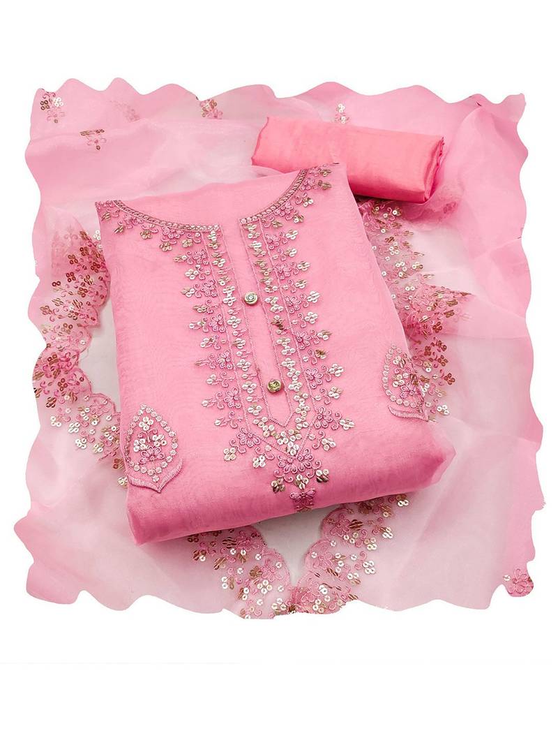 Embellished Organza Unstitched Dress Material