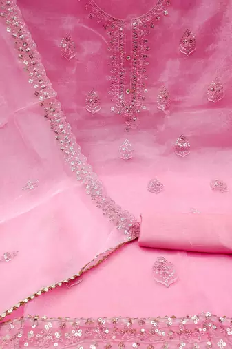Embellished Organza Unstitched Dress Material