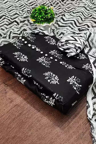 Floral Printed Unstitched Dress Material