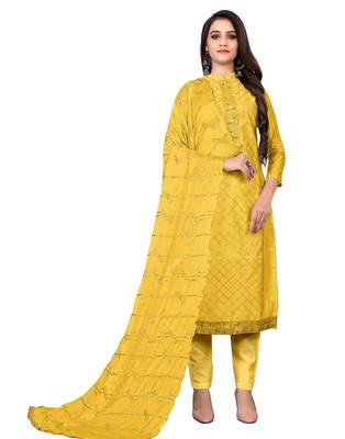 Geometric Embroidered Gotta Patti Unstitched Dress Material 1