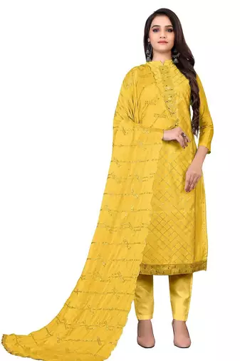 Geometric Embroidered Gotta Patti Unstitched Dress Material