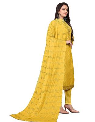 Geometric Embroidered Gotta Patti Unstitched Dress Material 2