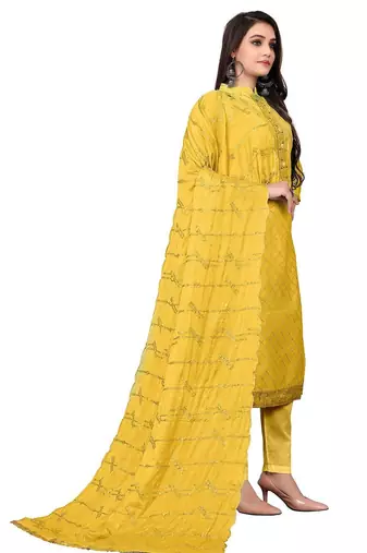 Geometric Embroidered Gotta Patti Unstitched Dress Material