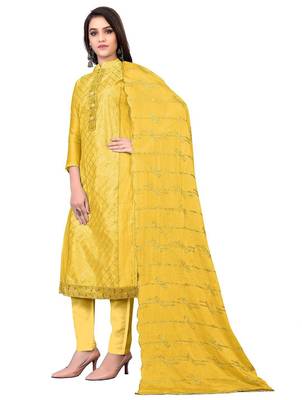 Geometric Embroidered Gotta Patti Unstitched Dress Material 3