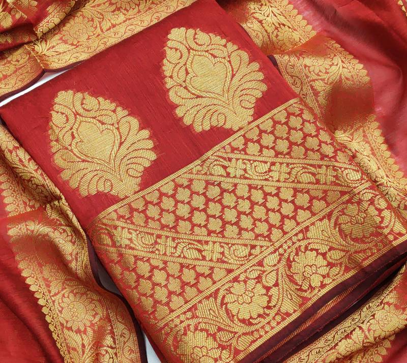 Ethnic Motifs Woven Design Banarasi Jacquard Silk Unstitched Dress Material