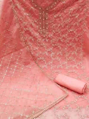 Embellished Organza Unstitched Dress Material 2
