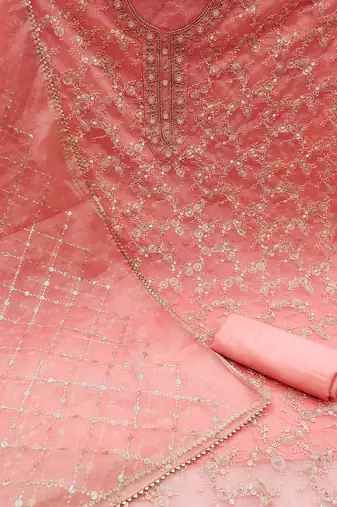Embellished Organza Unstitched Dress Material