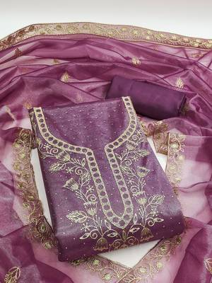 Embroidered Unstitched Dress Material 4