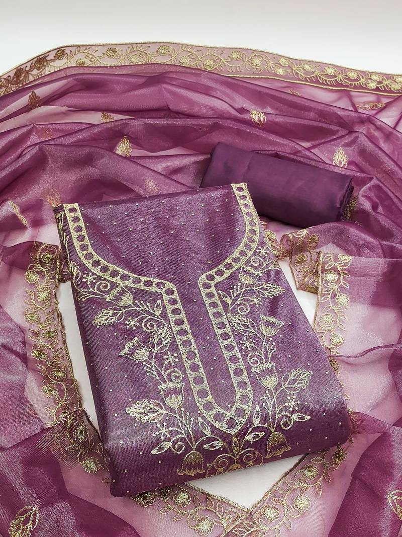 Embroidered Unstitched Dress Material