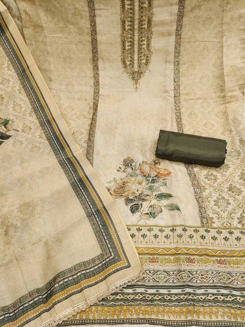 Embroidered Unstitched Dress Material