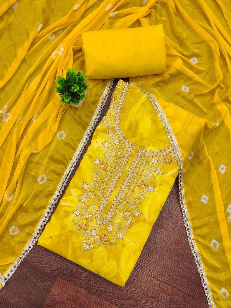Embroidered Unstitched Dress Material