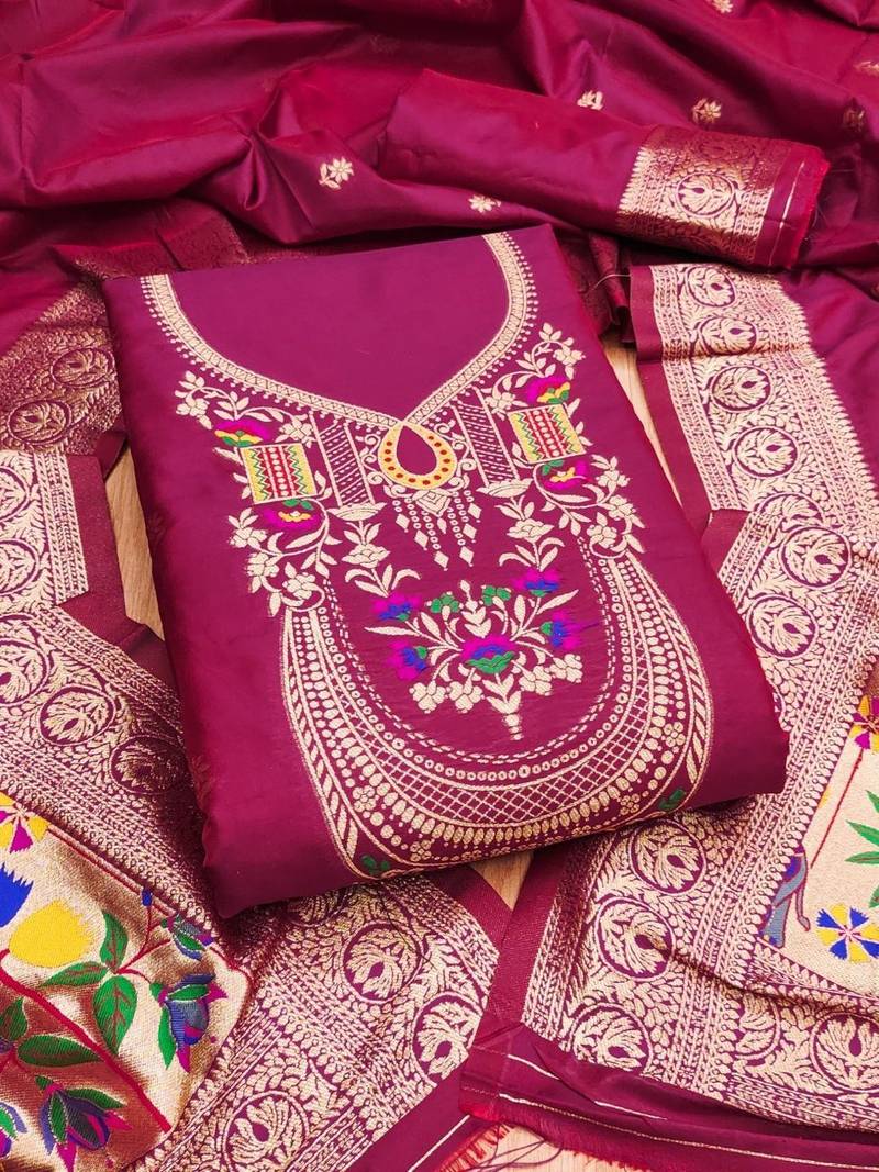 Pure Silk Unstitched Dress Material