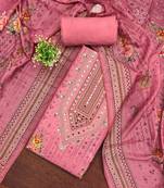 Floral Printed Sequnnied Muslin Cotton Unstitched Dress Material
