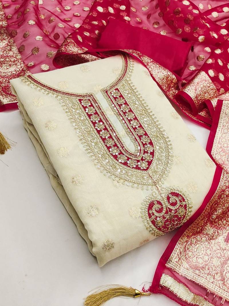 Embroidered Unstitched Dress Material