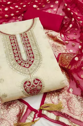 Embroidered Unstitched Dress Material