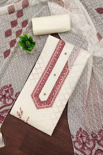 Checked Pure Cotton Unstitched Dress Material